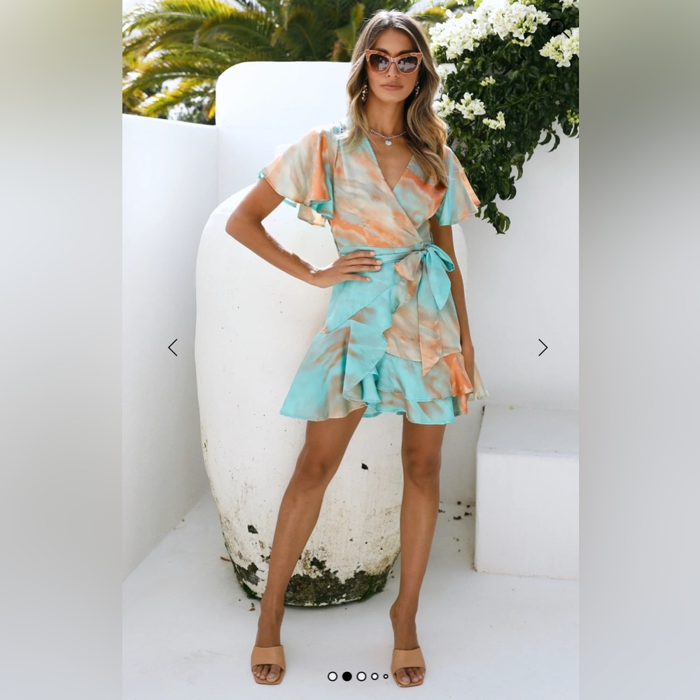 Hello Molly Undivided Attention Aqua and Orange Dress